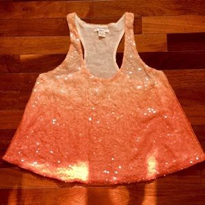 Coral Sequin Tank
